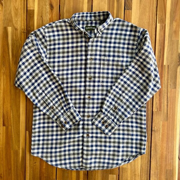 Orvis: Plaid "Luxury Flannel" Long-Sleeved Shirt - Picture 1 of 5